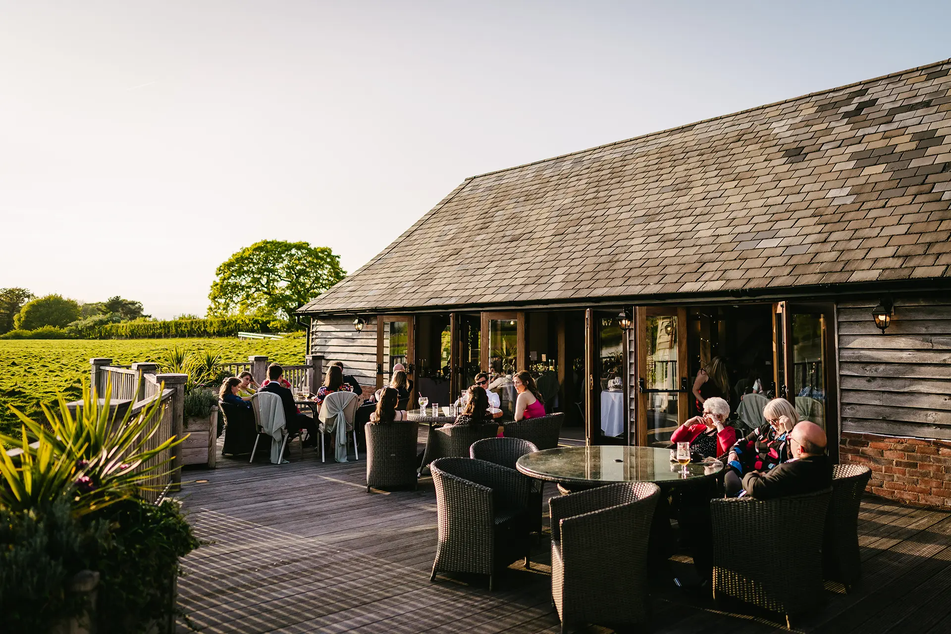 sandhole oak barn evening terrace