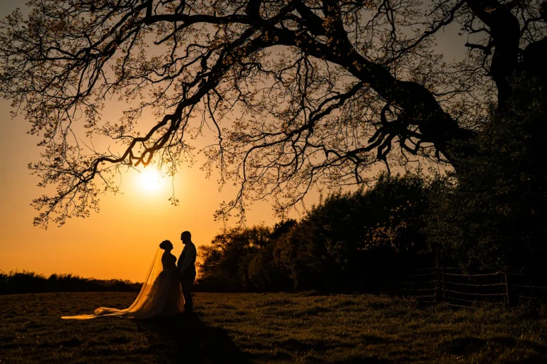 sandhole oak barn couple in golden hour